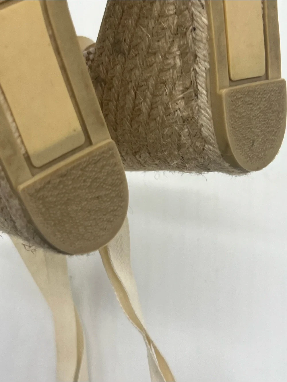 Castaner Cream Canvas Espadrille Wedge Sandals with Ankle Ties
